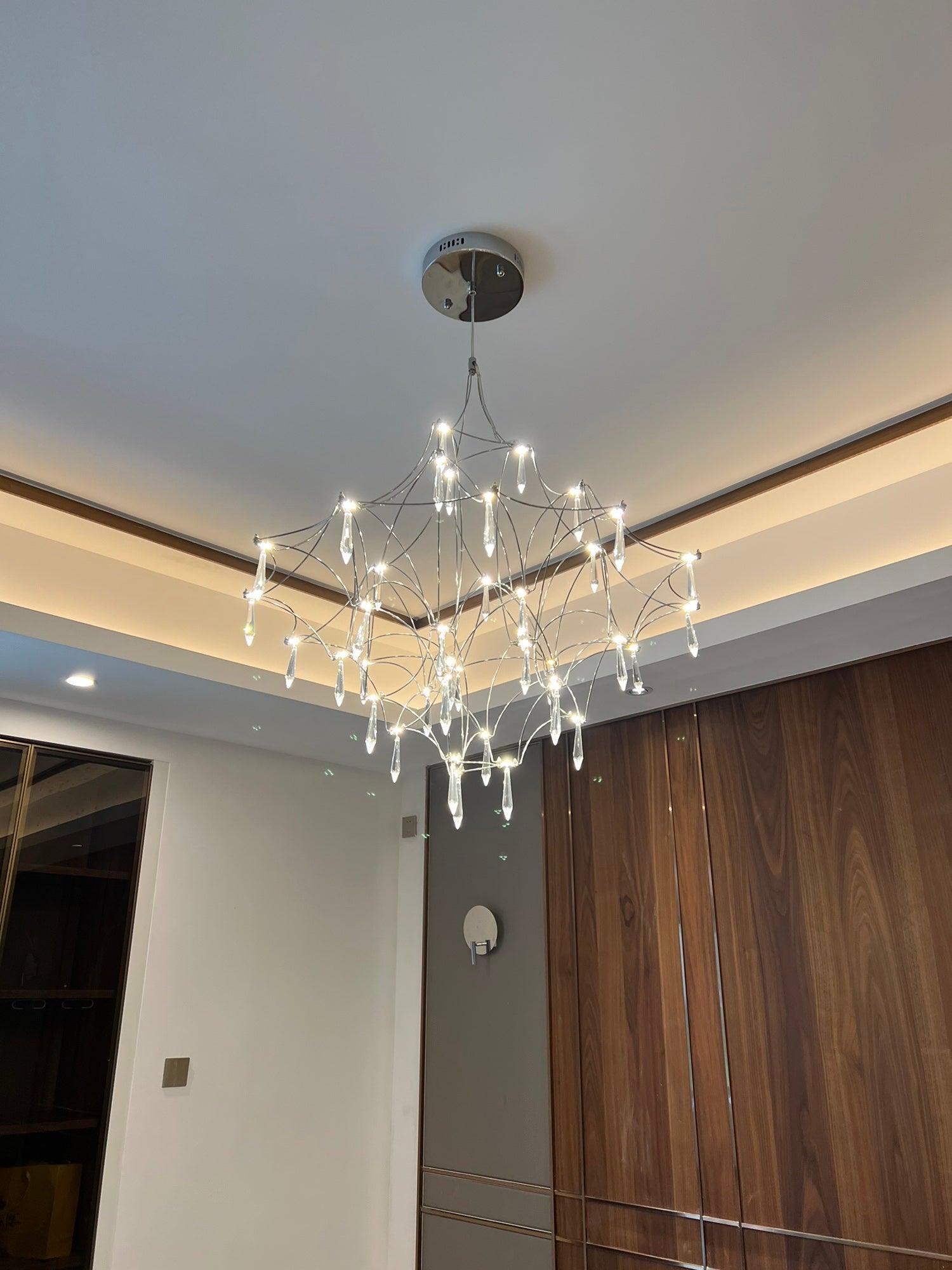 Lustra Kronleuchter Edelstahl Kristallnetz-Letslighting