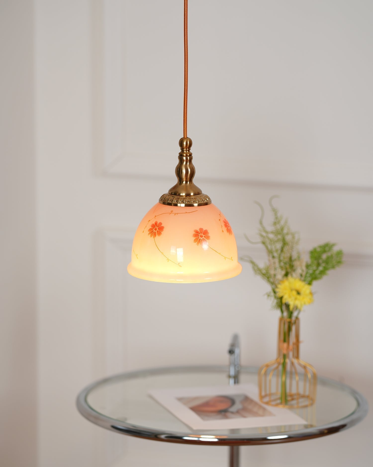 Rowan Vintage Pendelleuchte aus Messing und Glas-Letslighting