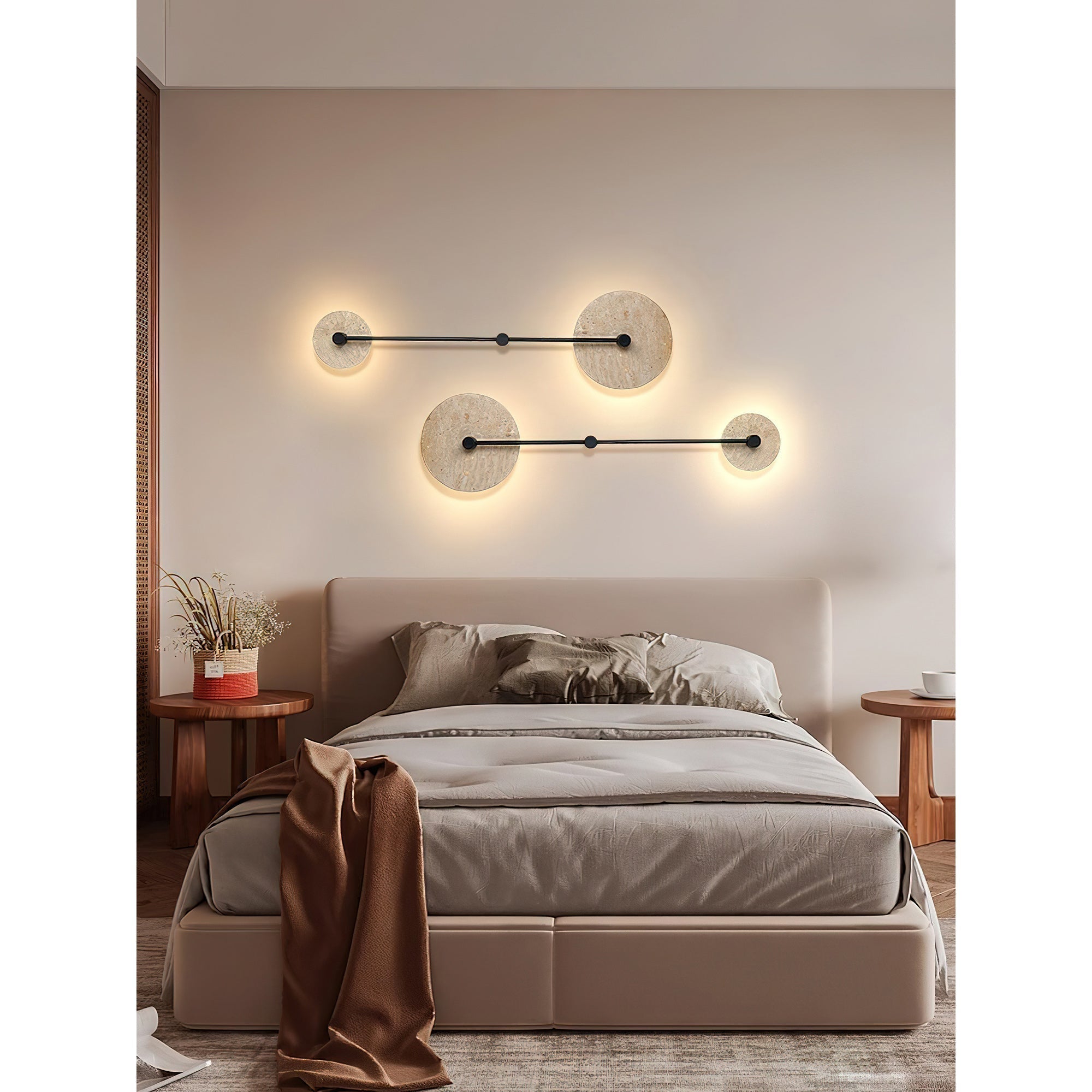 Ilvara Modern Minimalist Beige Travertine Wall Lamp - Letslighting