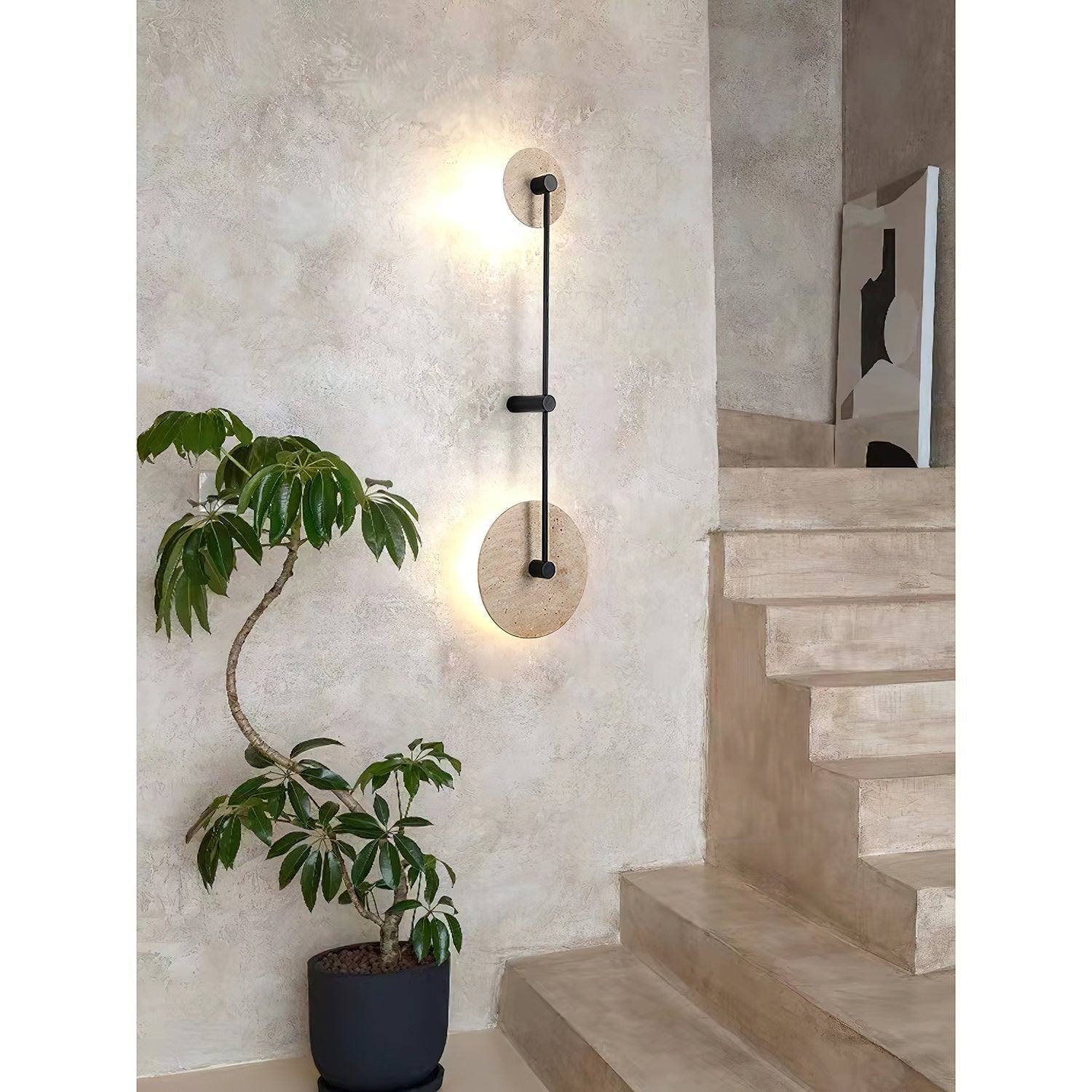 Ilvara Modern Minimalist Beige Travertine Wall Lamp - Letslighting