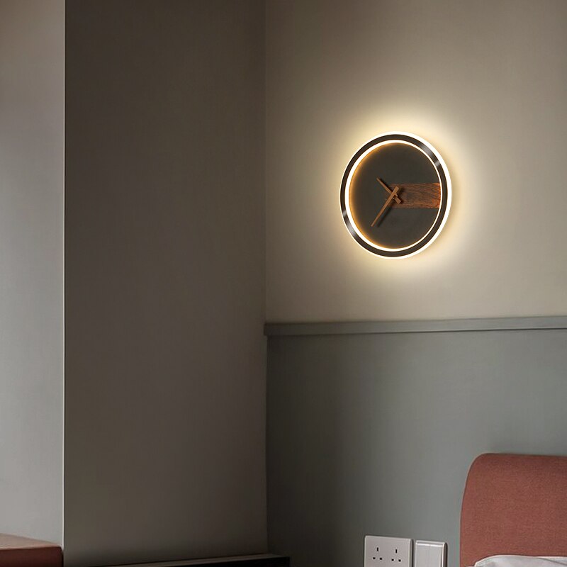 Arisha Modern Uhr LED Innenwandleuchte Schwarz Schlaf/Wohnzimmer