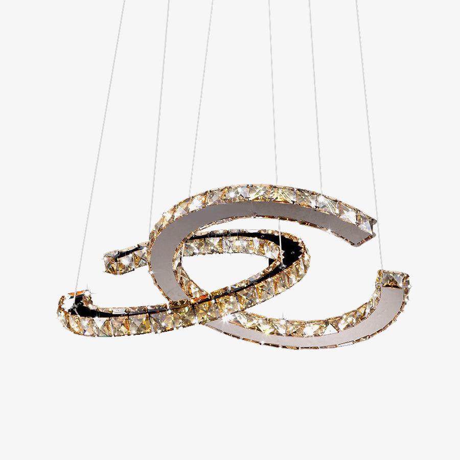 Lustra Kronleuchter Kristall Doppelt C Modern Silber 2-Ring-Letslighting