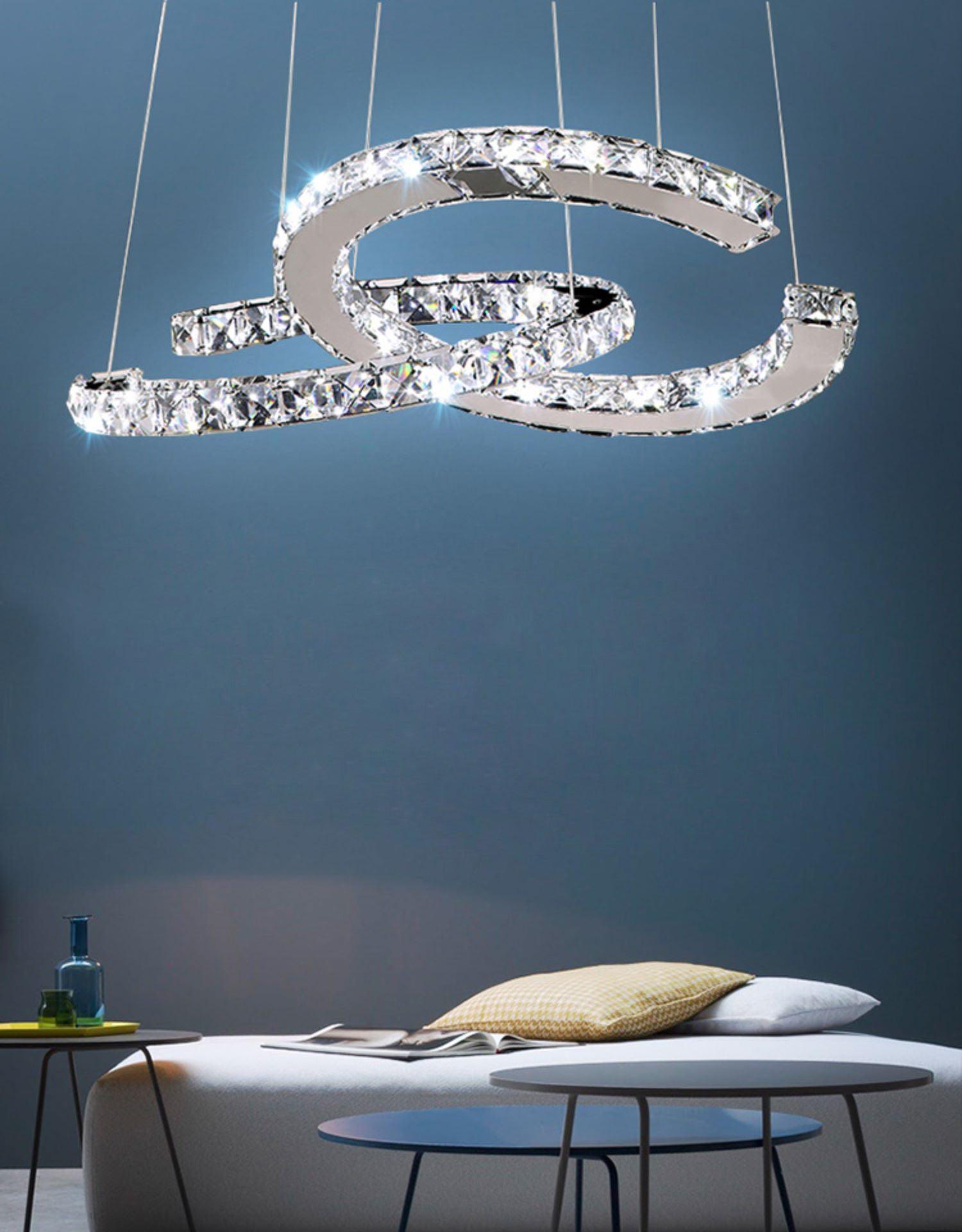 Lustra Kronleuchter Kristall Doppelt C Modern Silber 2-Ring-Letslighting