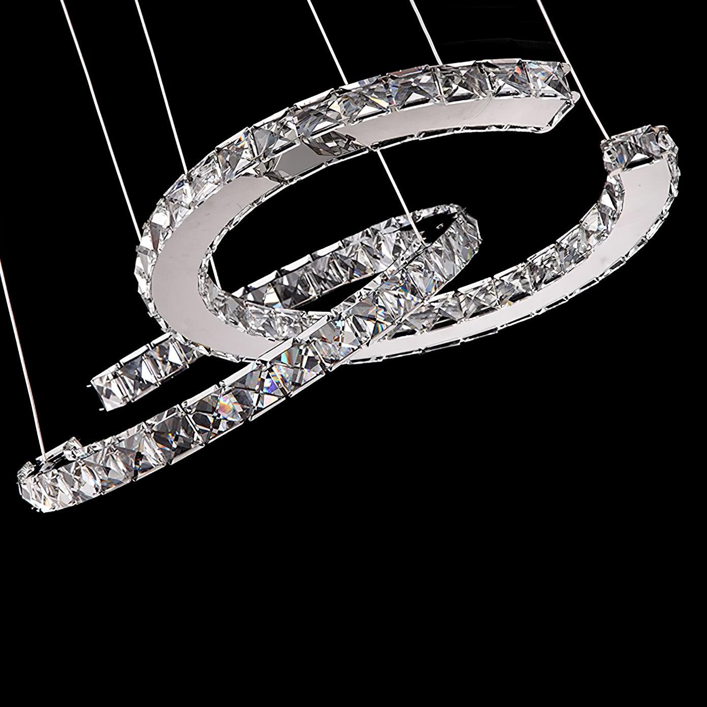 Lustra Kronleuchter Kristall Doppelt C Modern Silber 2-Ring-Letslighting