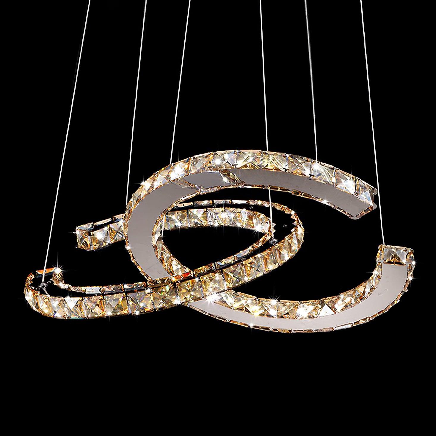 Lustra Kronleuchter Kristall Doppelt C Modern Silber 2-Ring-Letslighting