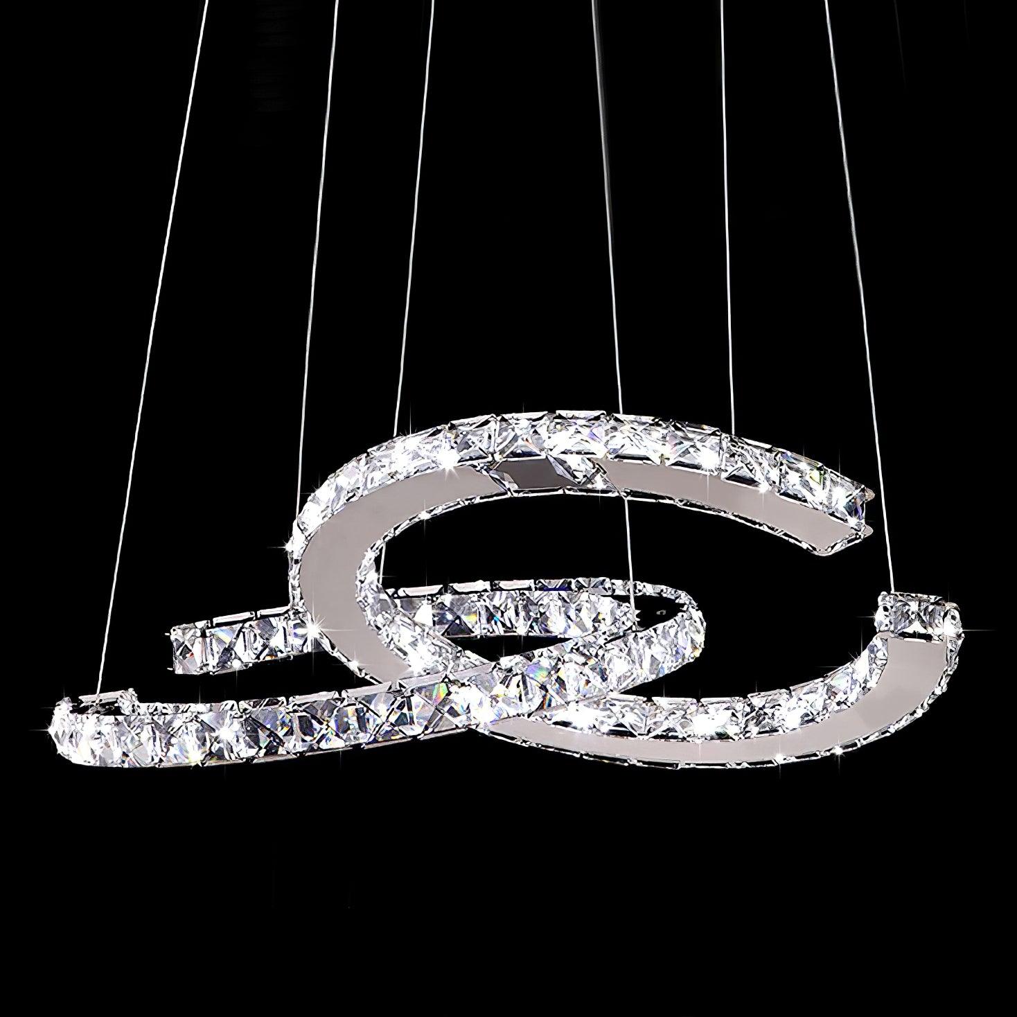 Lustra Kronleuchter Kristall Doppelt C Modern Silber 2-Ring-Letslighting