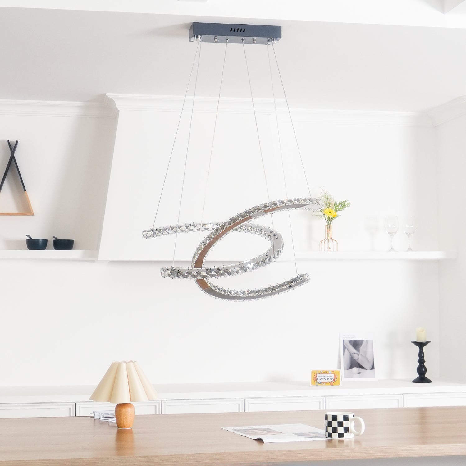 Lustra Kronleuchter Kristall Doppelt C Modern Silber 2-Ring-Letslighting