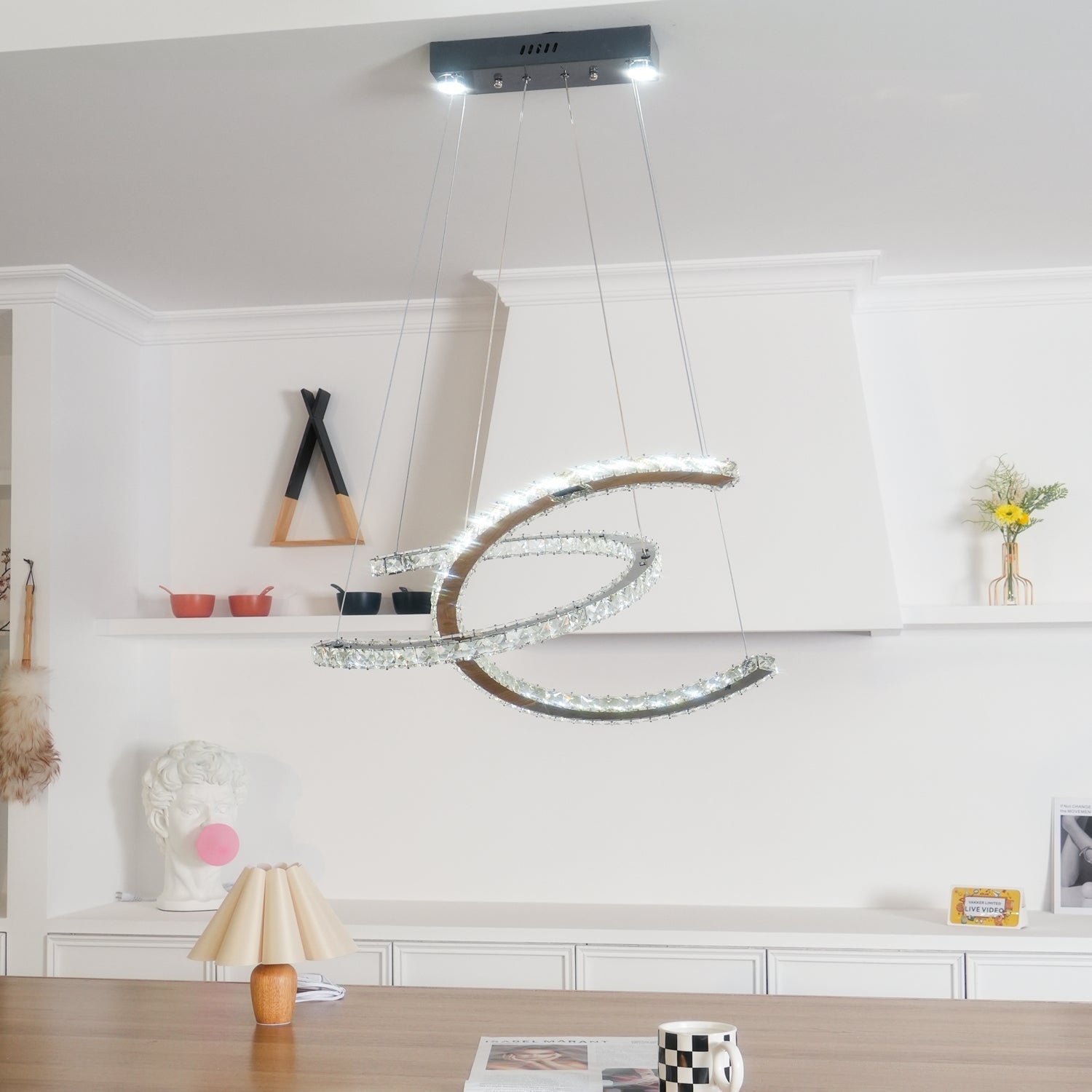 Lustra Kronleuchter Kristall Doppelt C Modern Silber 2-Ring-Letslighting