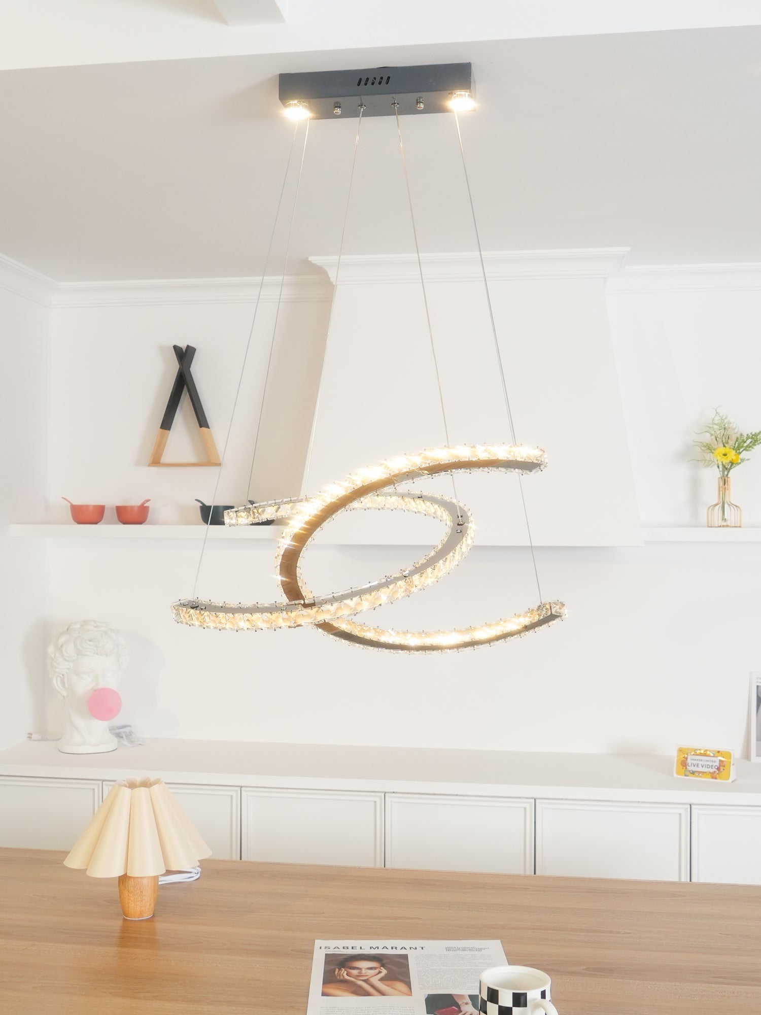Lustra Kronleuchter Kristall Doppelt C Modern Silber 2-Ring-Letslighting