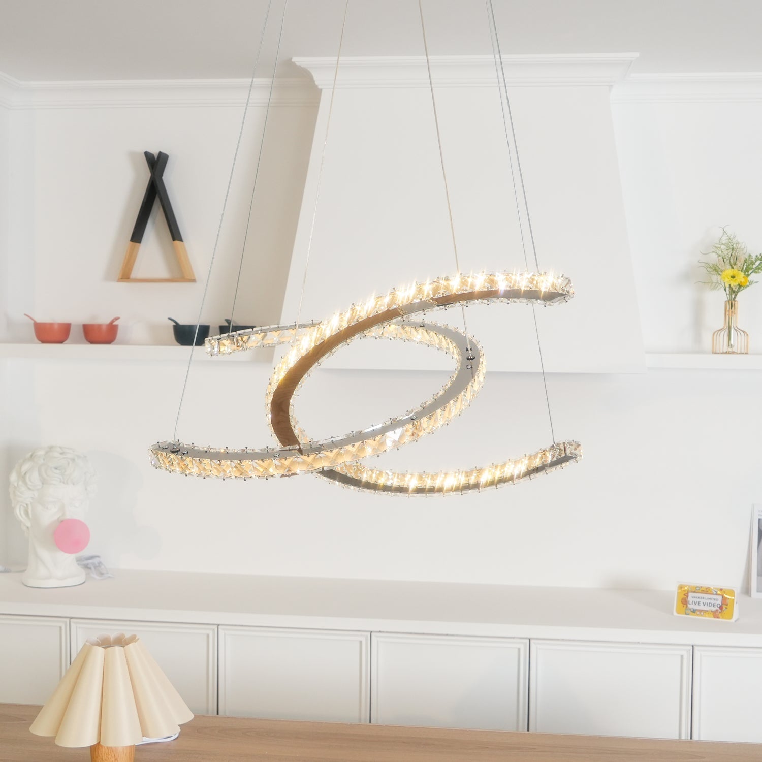 Lustra Kronleuchter Kristall Doppelt C Modern Silber 2-Ring-Letslighting