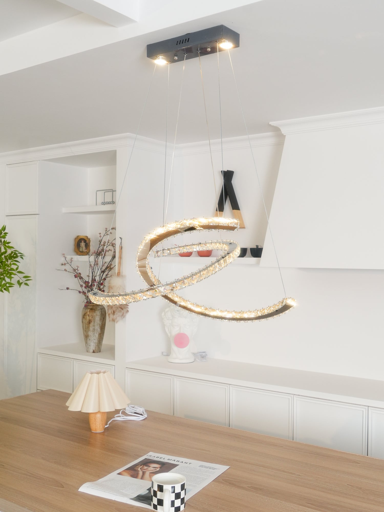 Lustra Kronleuchter Kristall Doppelt C Modern Silber 2-Ring-Letslighting