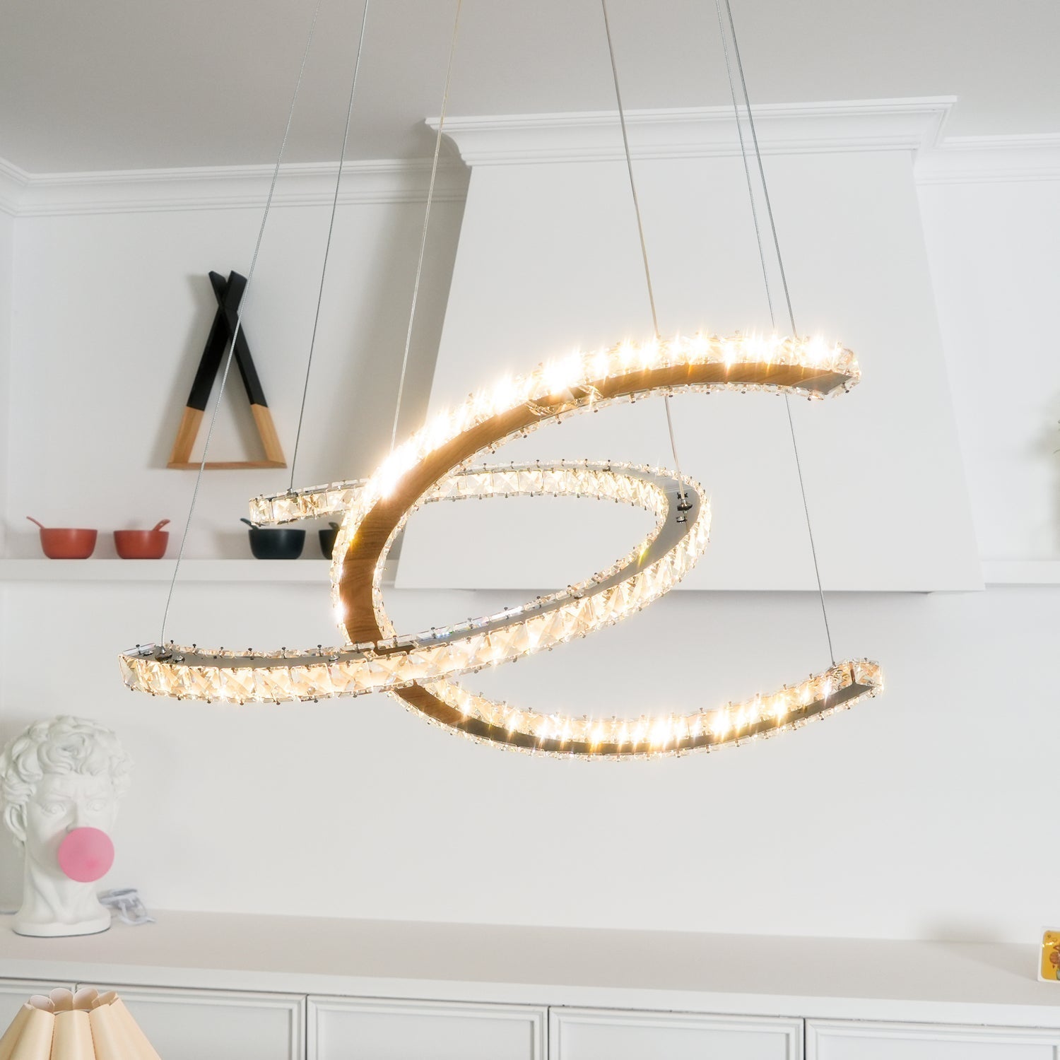 Lustra Kronleuchter Kristall Doppelt C Modern Silber 2-Ring-Letslighting