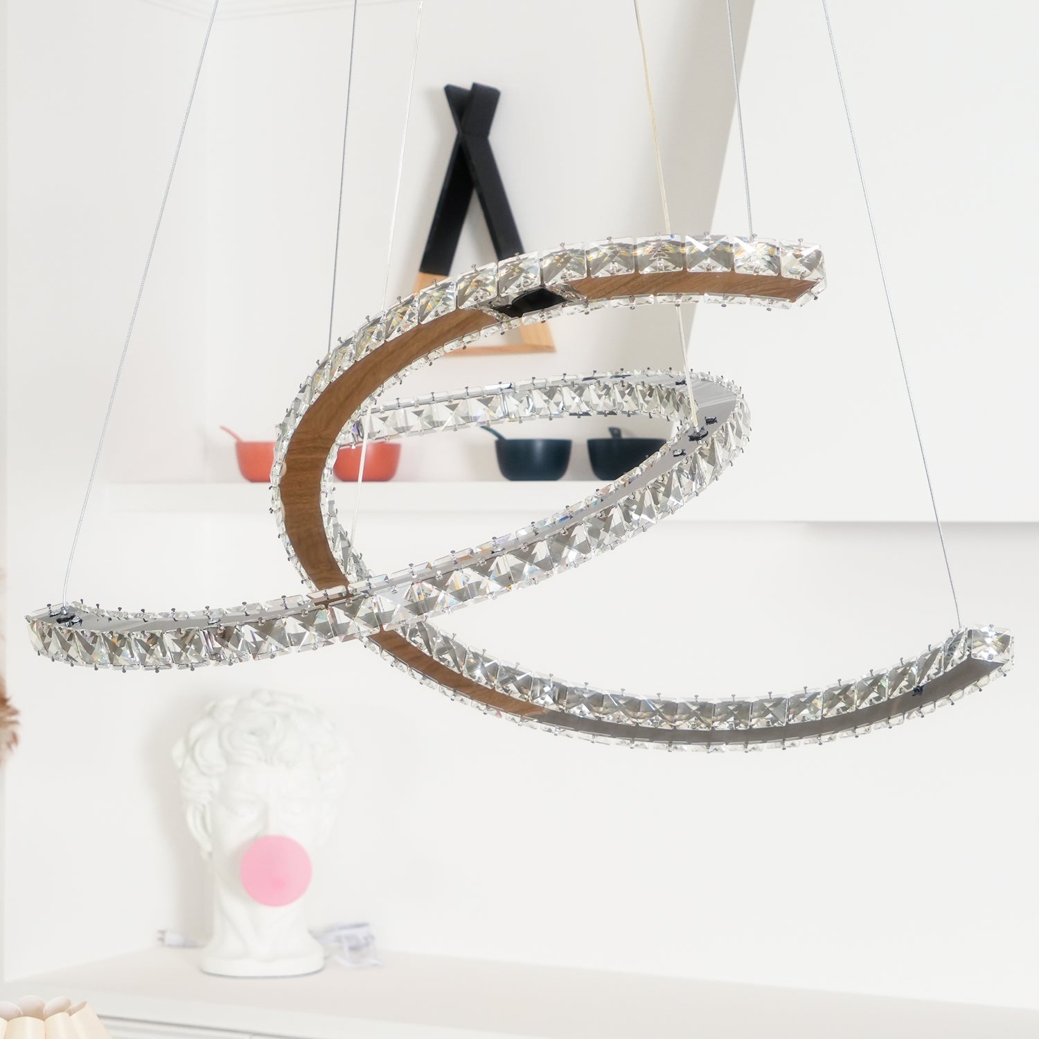 Lustra Kronleuchter Kristall Doppelt C Modern Silber 2-Ring-Letslighting