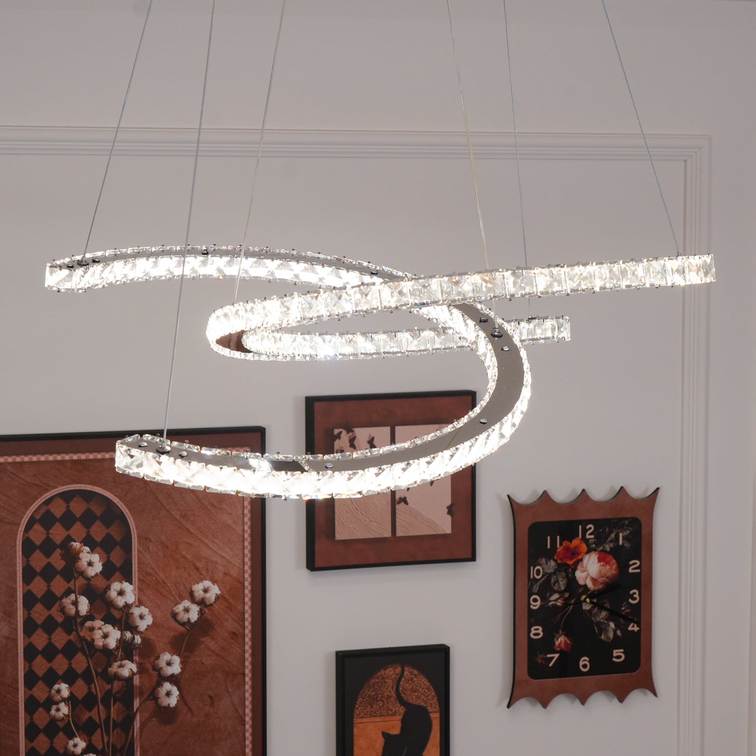 Lustra Kronleuchter Kristall Doppelt C Modern Silber 2-Ring-Letslighting
