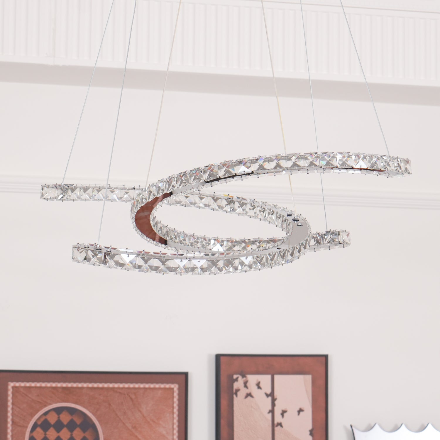 Lustra Kronleuchter Kristall Doppelt C Modern Silber 2-Ring-Letslighting