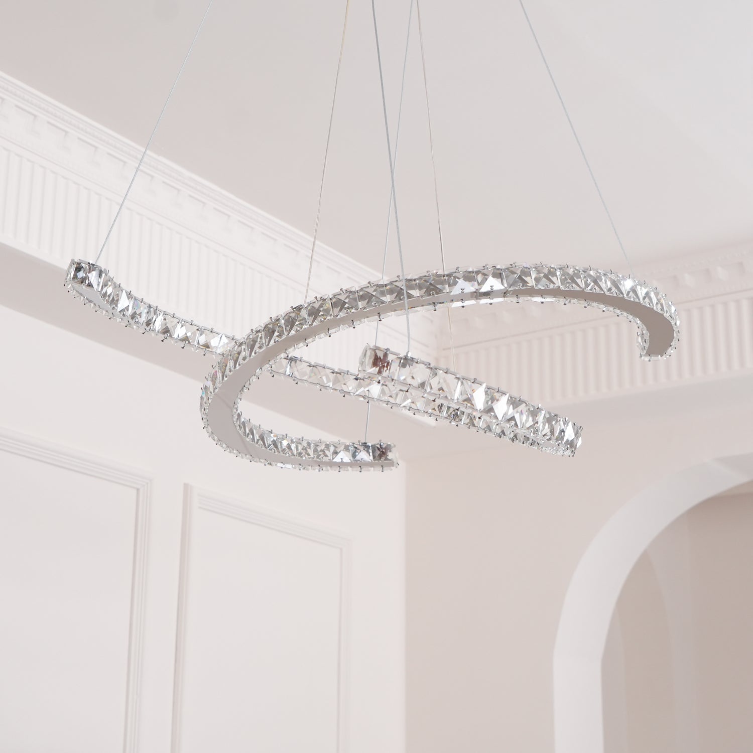Lustra Kronleuchter Kristall Doppelt C Modern Silber 2-Ring-Letslighting