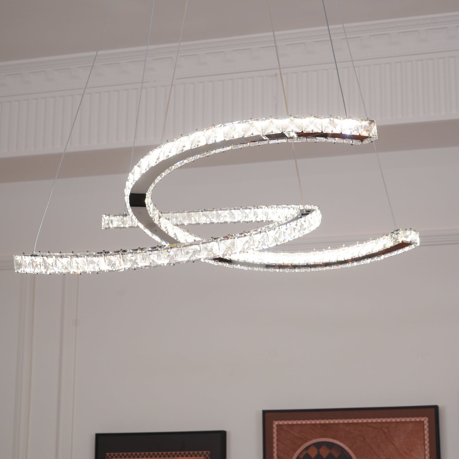 Lustra Kronleuchter Kristall Doppelt C Modern Silber 2-Ring-Letslighting