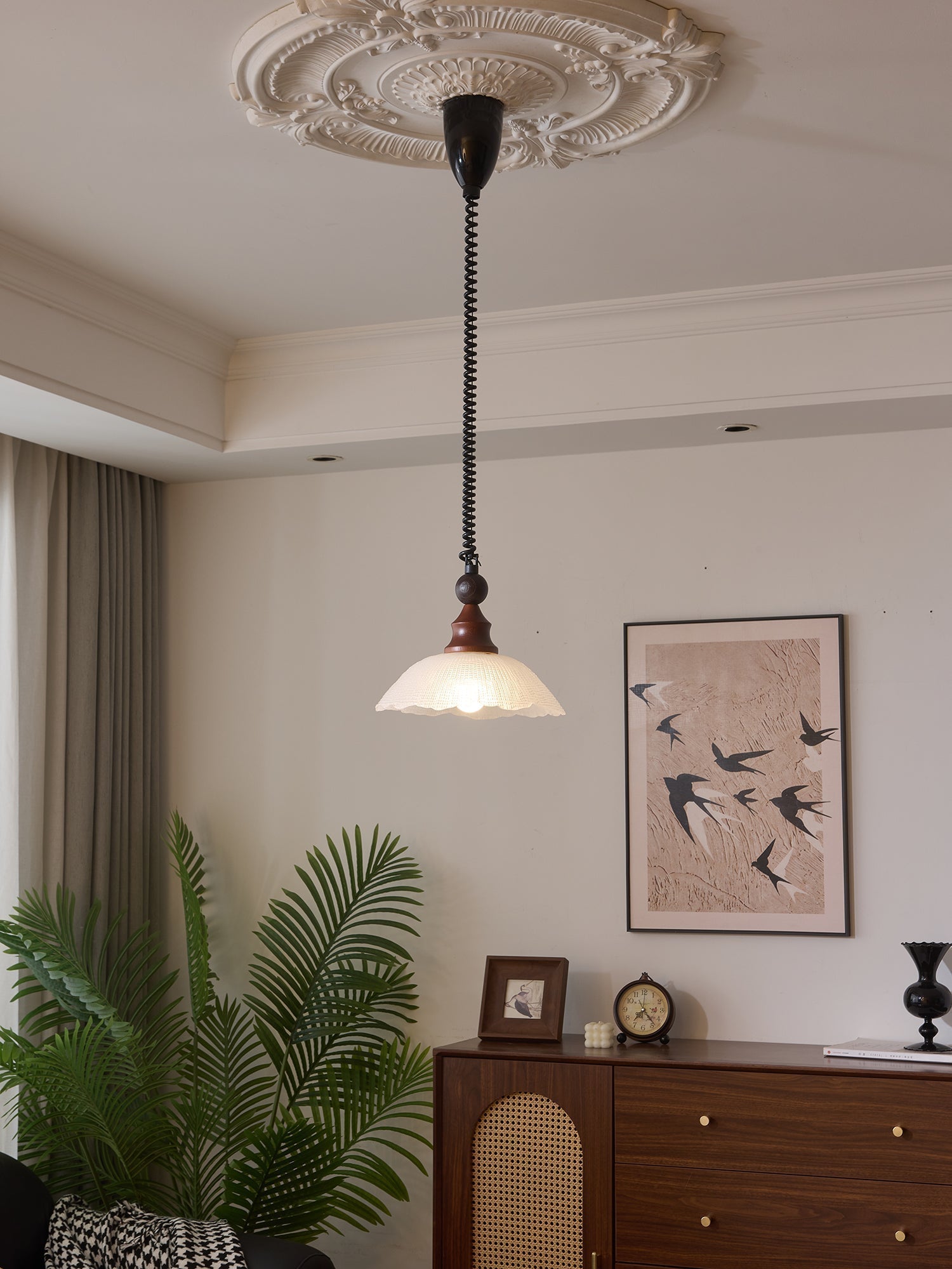 Nydoreth Eleganz Vintage Kunst Holz Pendelleuchte-Letslighting