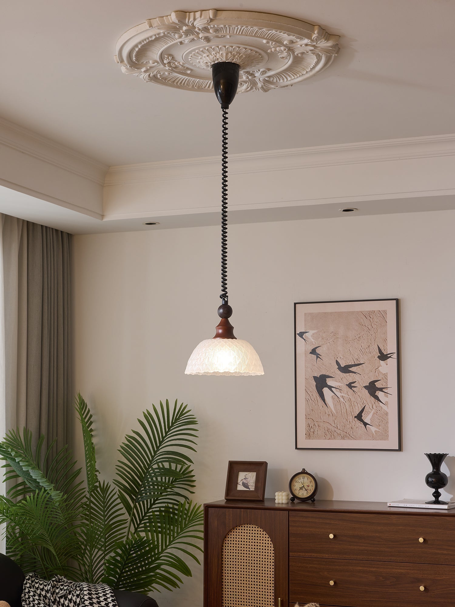 Nydoreth Eleganz Vintage Kunst Holz Pendelleuchte-Letslighting