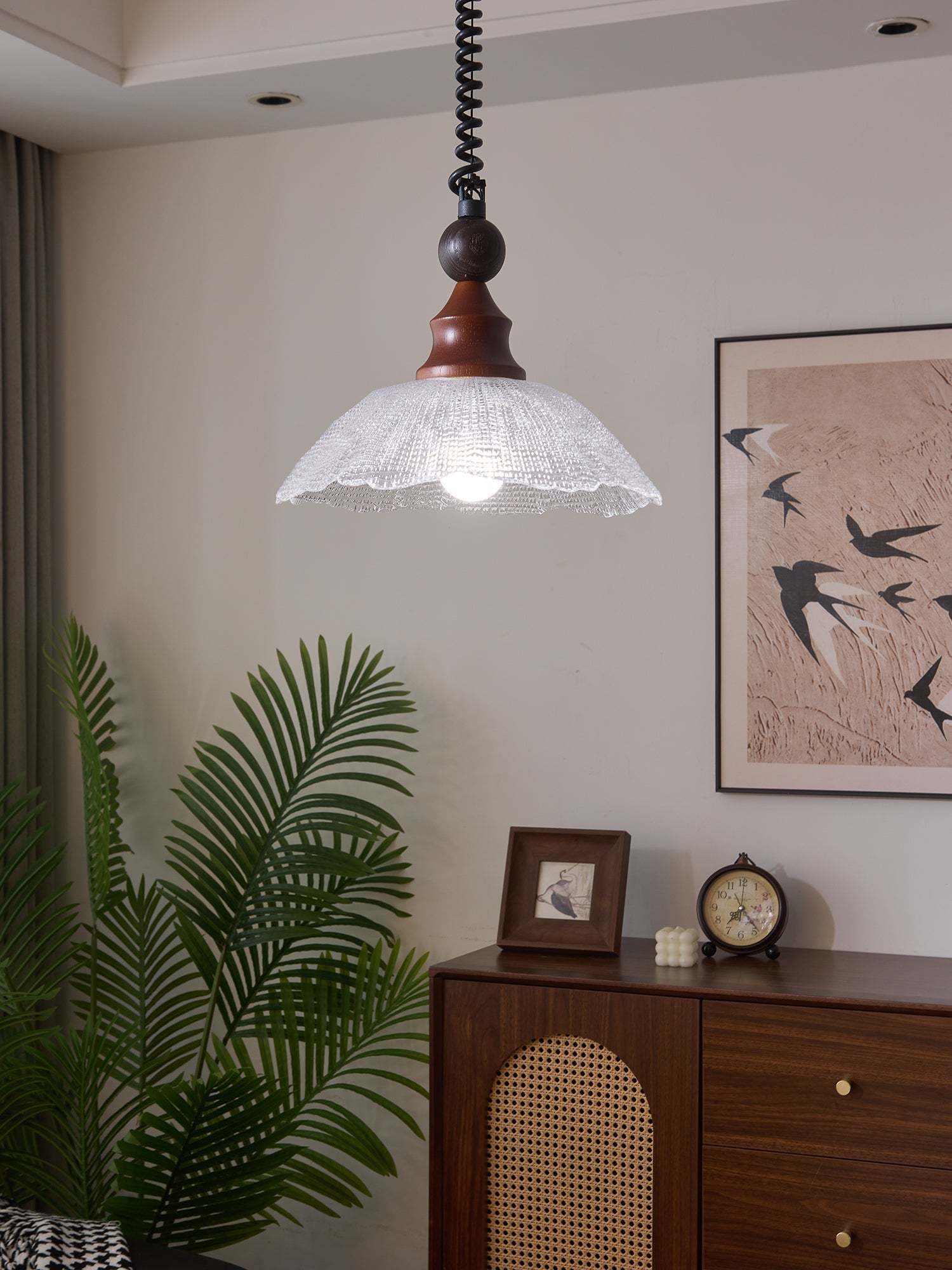 Nydoreth Eleganz Vintage Kunst Holz Pendelleuchte-Letslighting