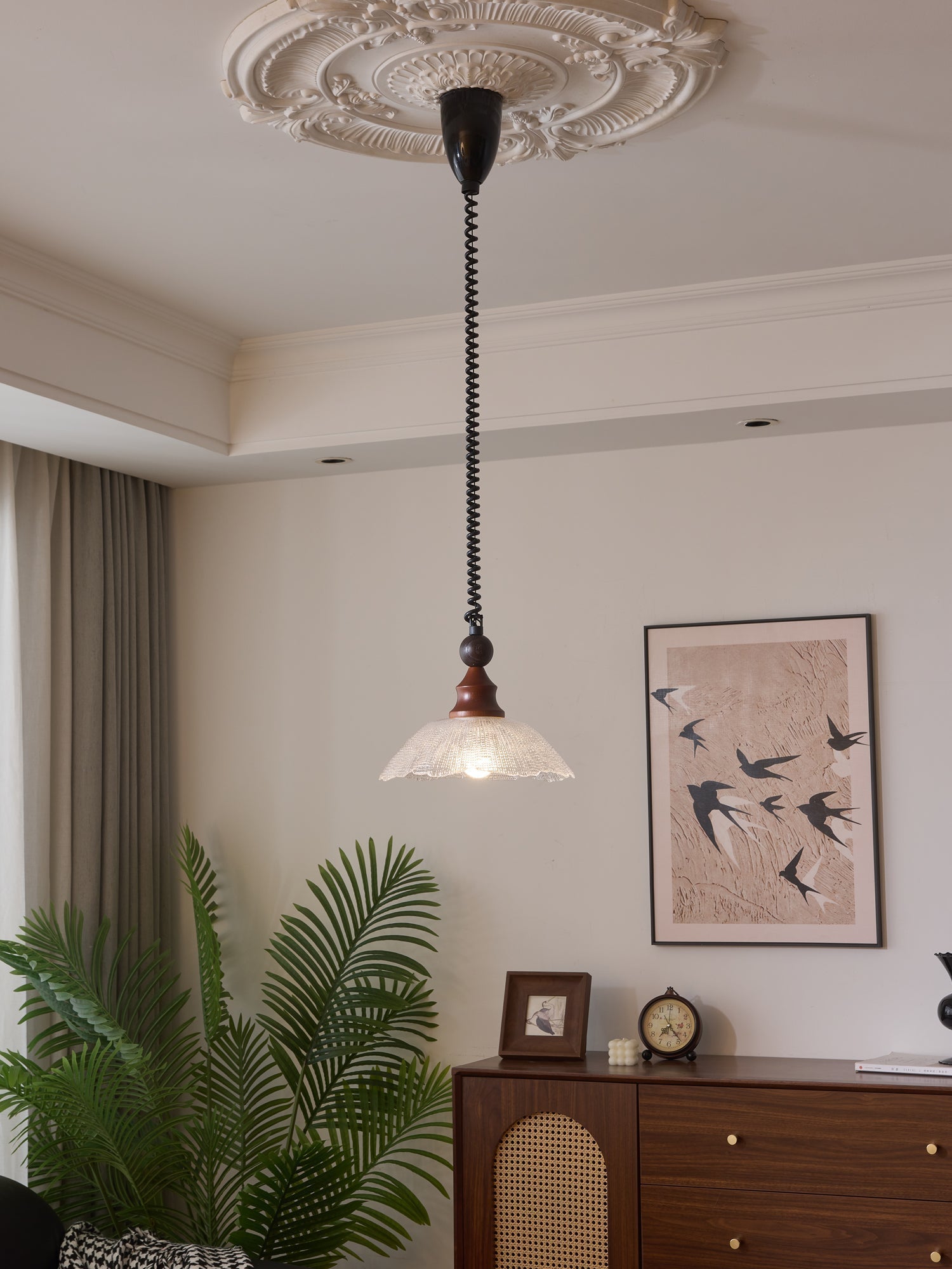 Nydoreth Eleganz Vintage Kunst Holz Pendelleuchte-Letslighting