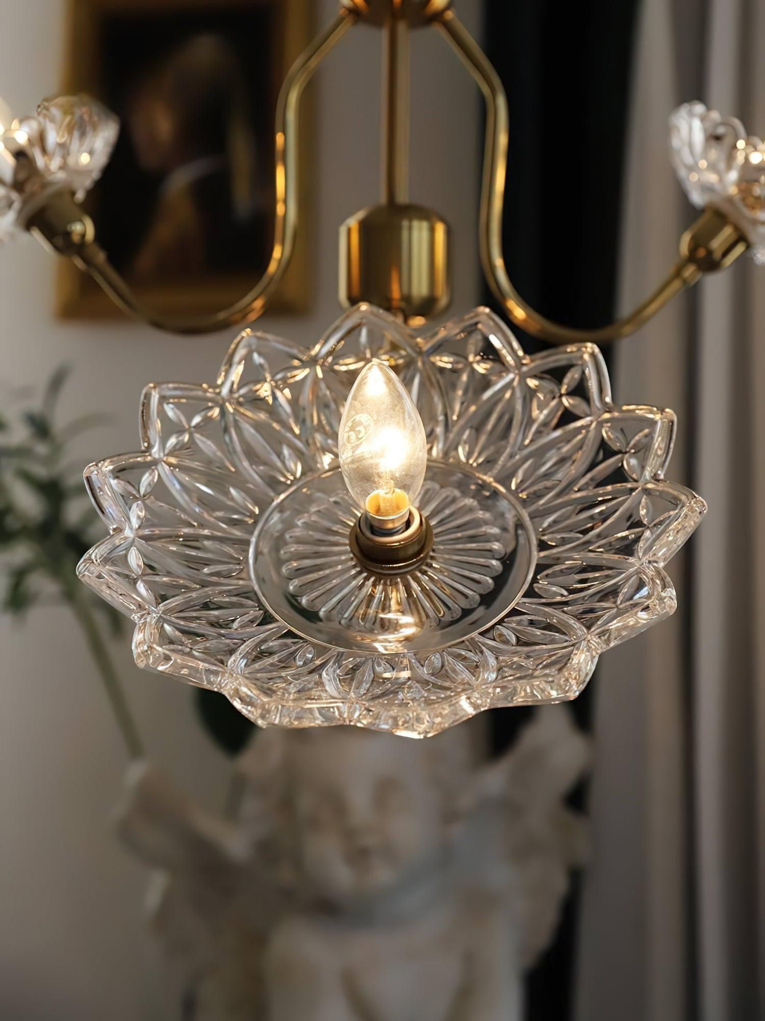 Lustra Kronleuchter Messing Glas Floral Vintage-Letslighting