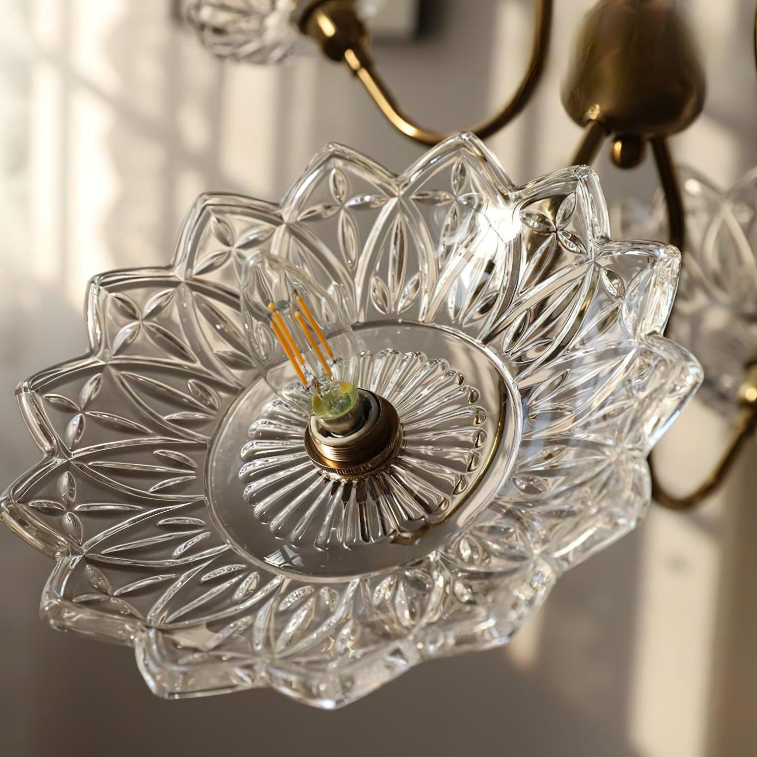 Lustra Kronleuchter Messing Glas Floral Vintage-Letslighting