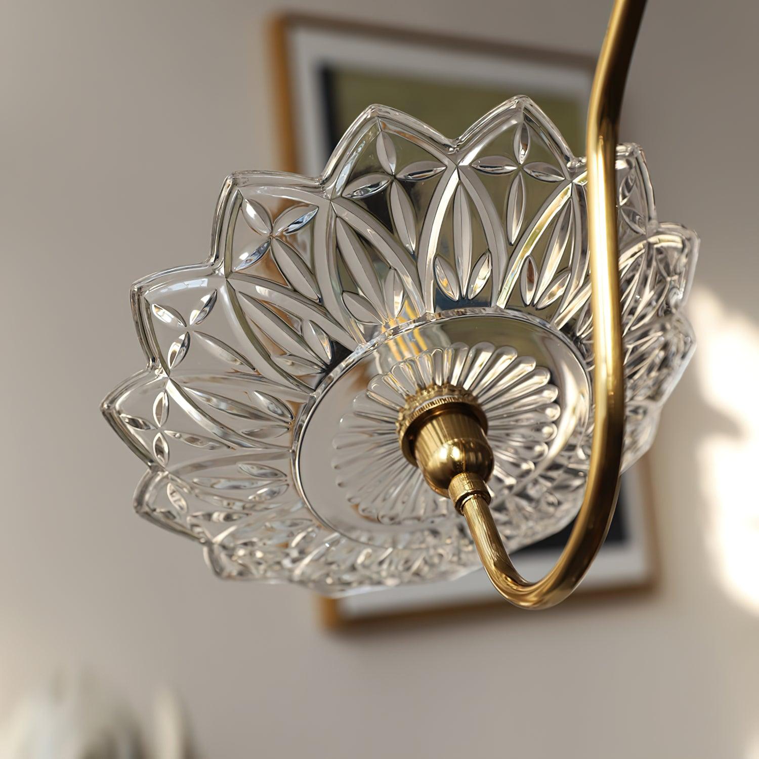 Lustra Kronleuchter Messing Glas Floral Vintage-Letslighting