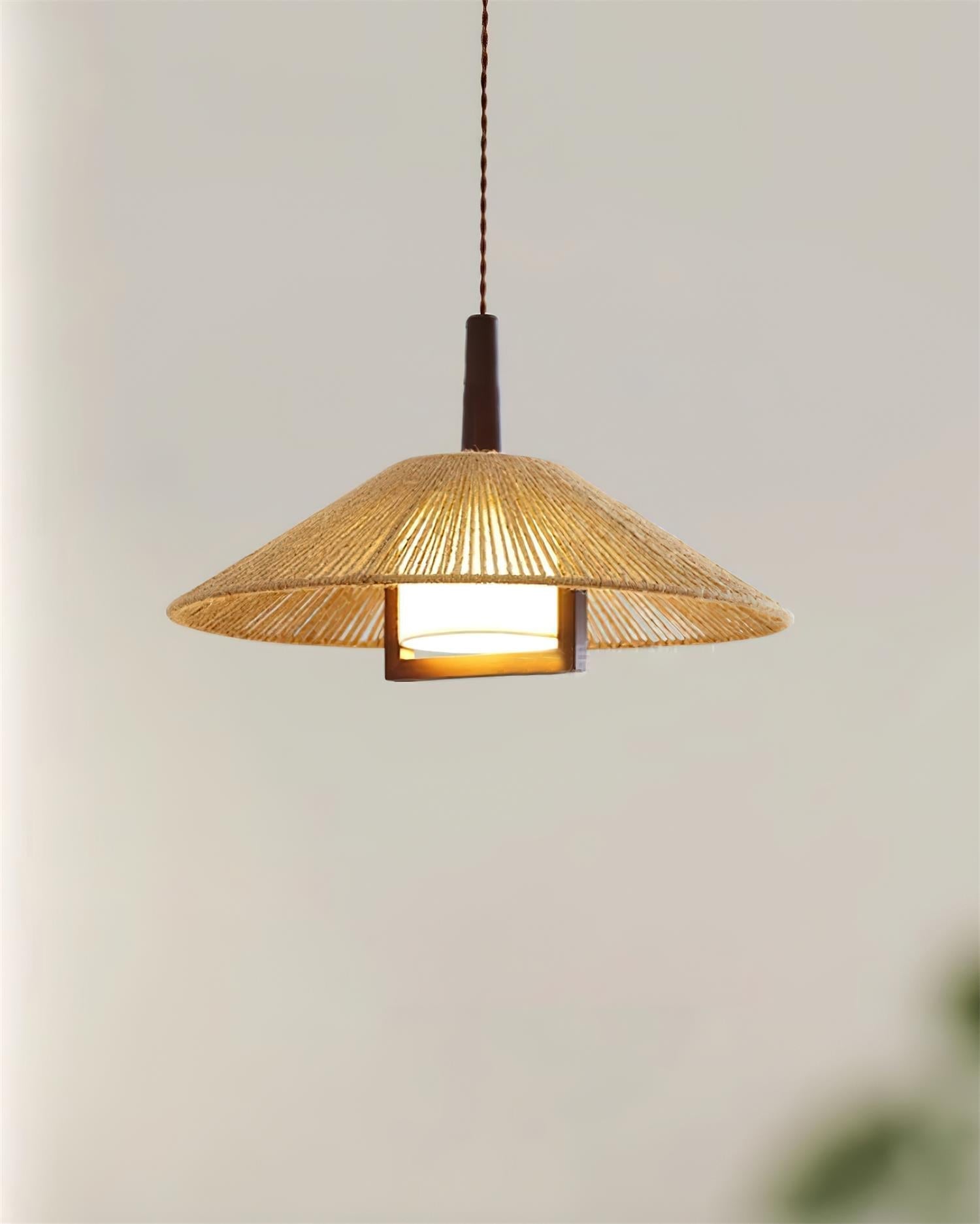 Fidoya Pendelleuchte Geflochtener Rattan Kegel mit Warmem-Letslighting