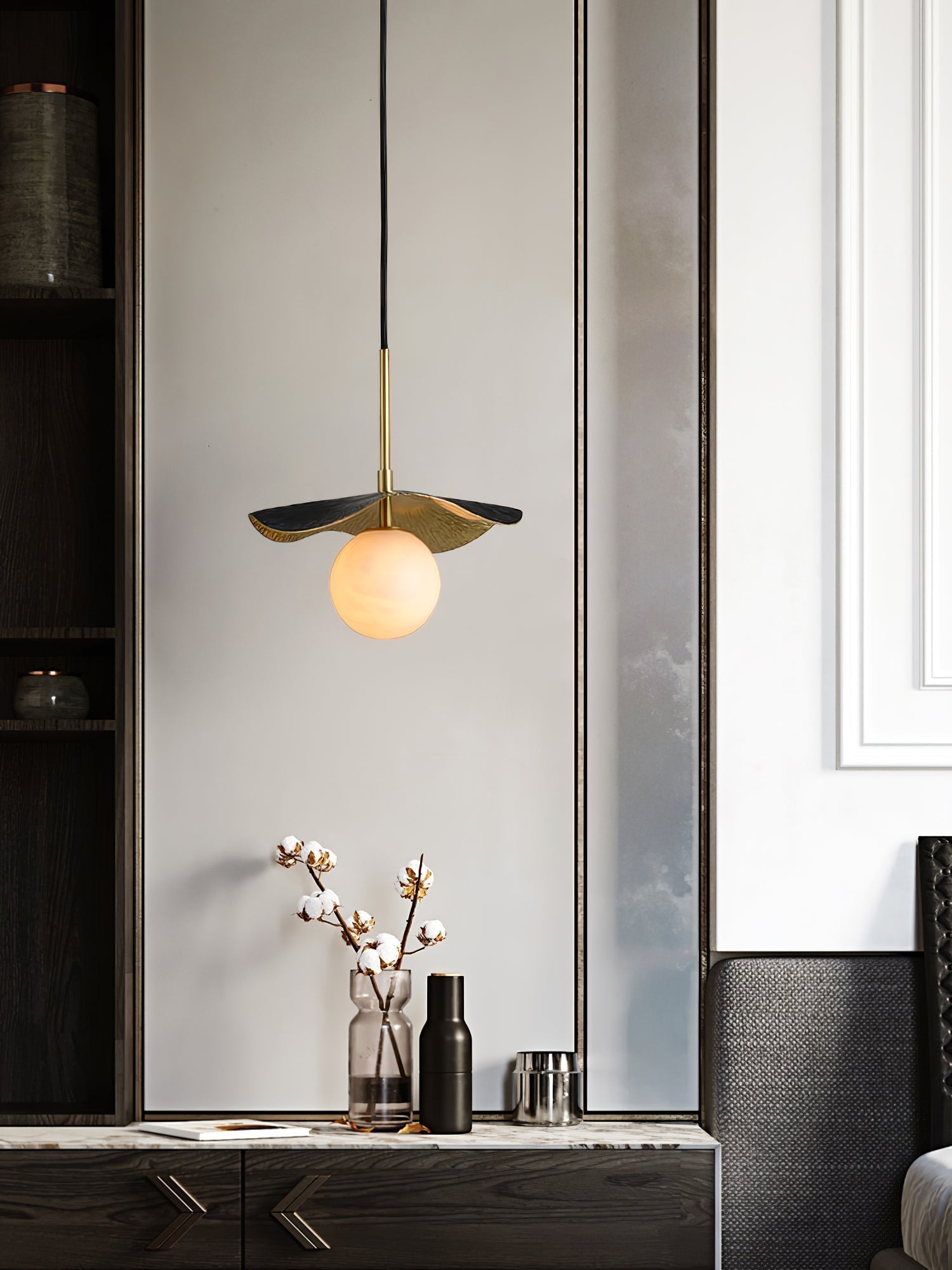 Zaraeen Modern Minimalist Brass Alabaster Pendant Light - Letslighting