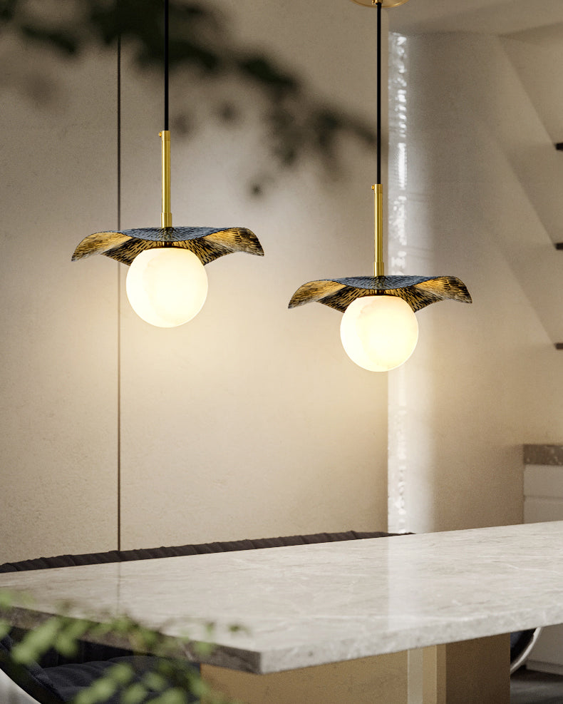 Zaraeen Modern Minimalist Brass Alabaster Pendant Light - Letslighting