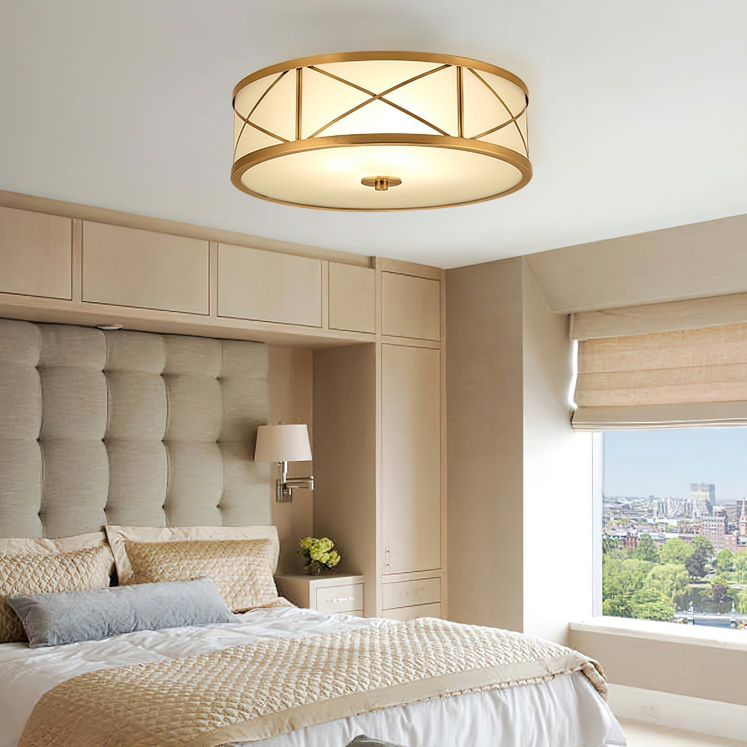 Vovene Moderne Deckenleuchte aus Messing und Glas-Letslighting