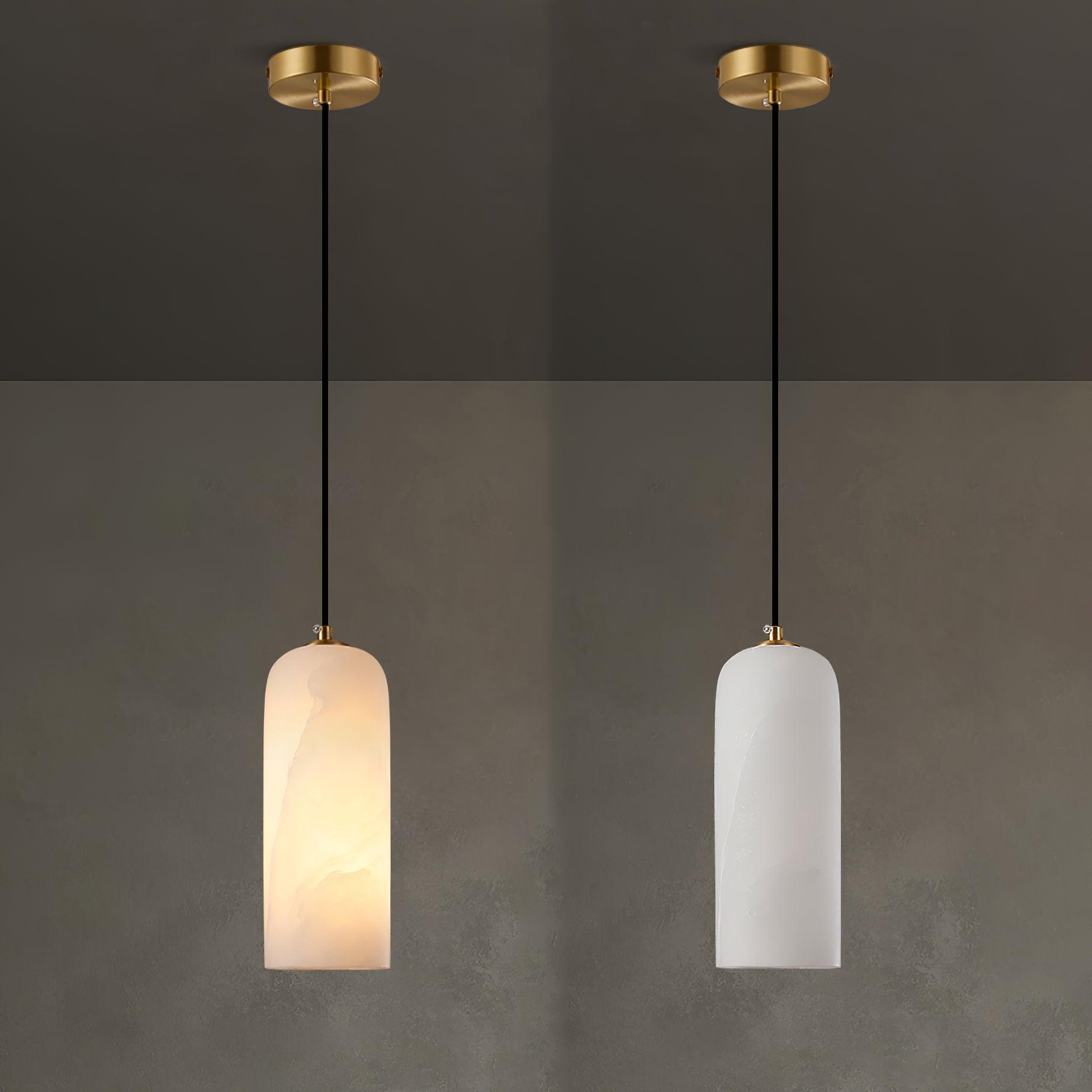 Zashayra Cylindrical Alabaster Pendant Light - Blowlighting