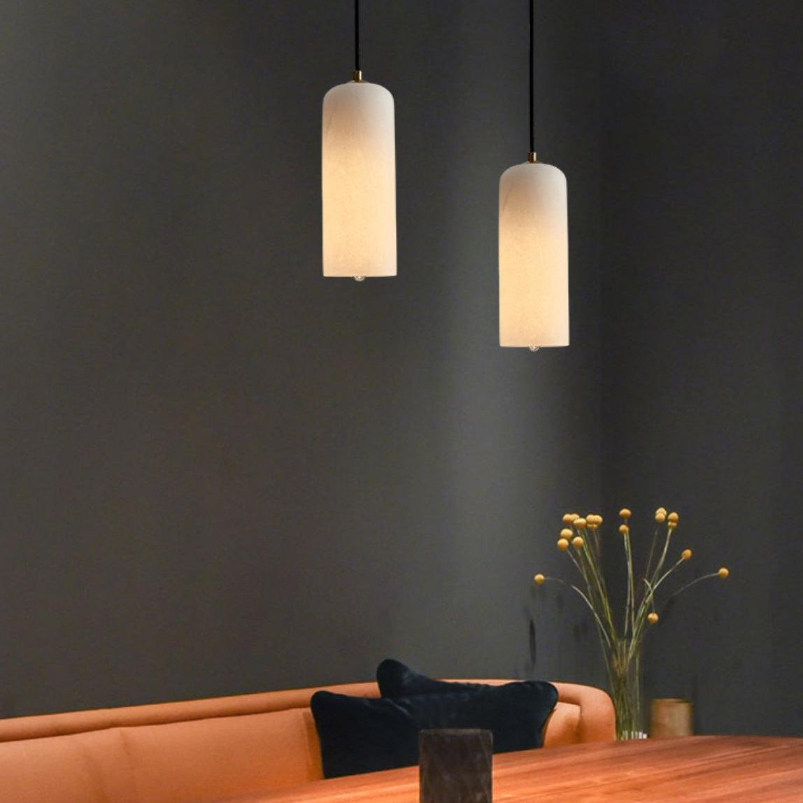 Zashayra Cylindrical Alabaster Pendant Light - Blowlighting