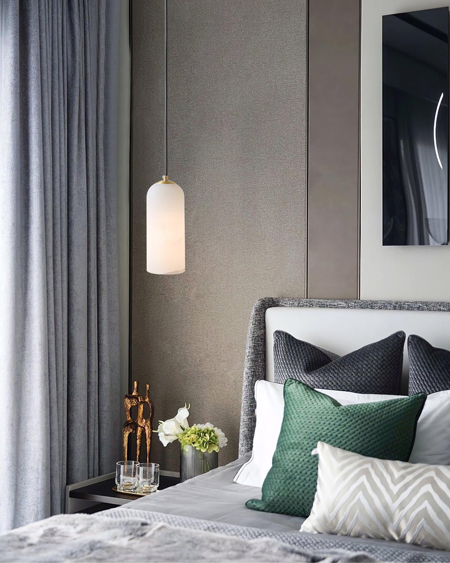 Zashayra Cylindrical Alabaster Pendant Light - Blowlighting