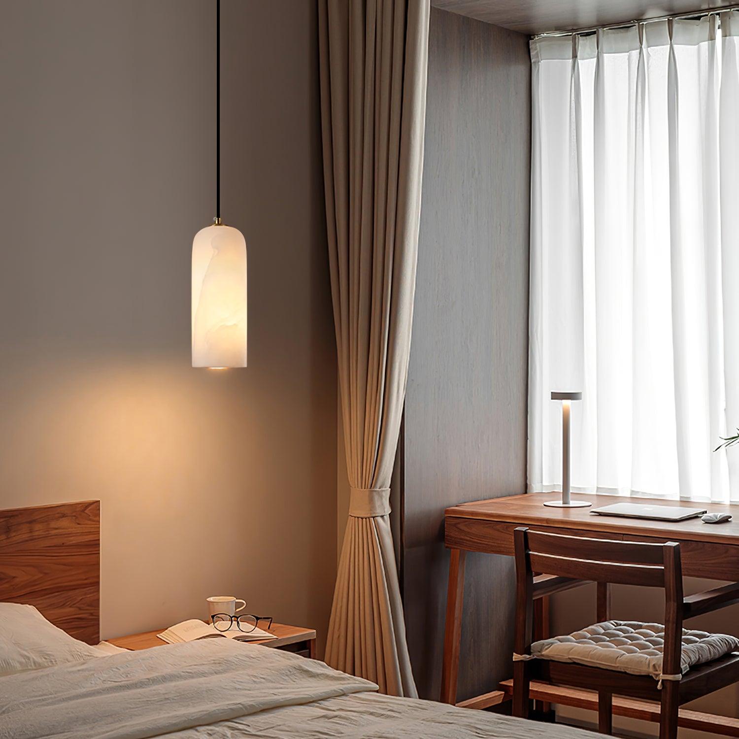 Zashayra Cylindrical Alabaster Pendant Light - Blowlighting