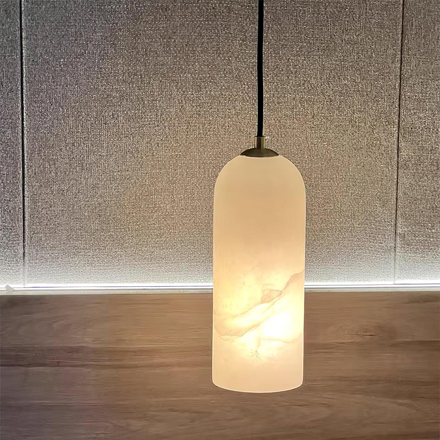 Zashayra Cylindrical Alabaster Pendant Light - Blowlighting
