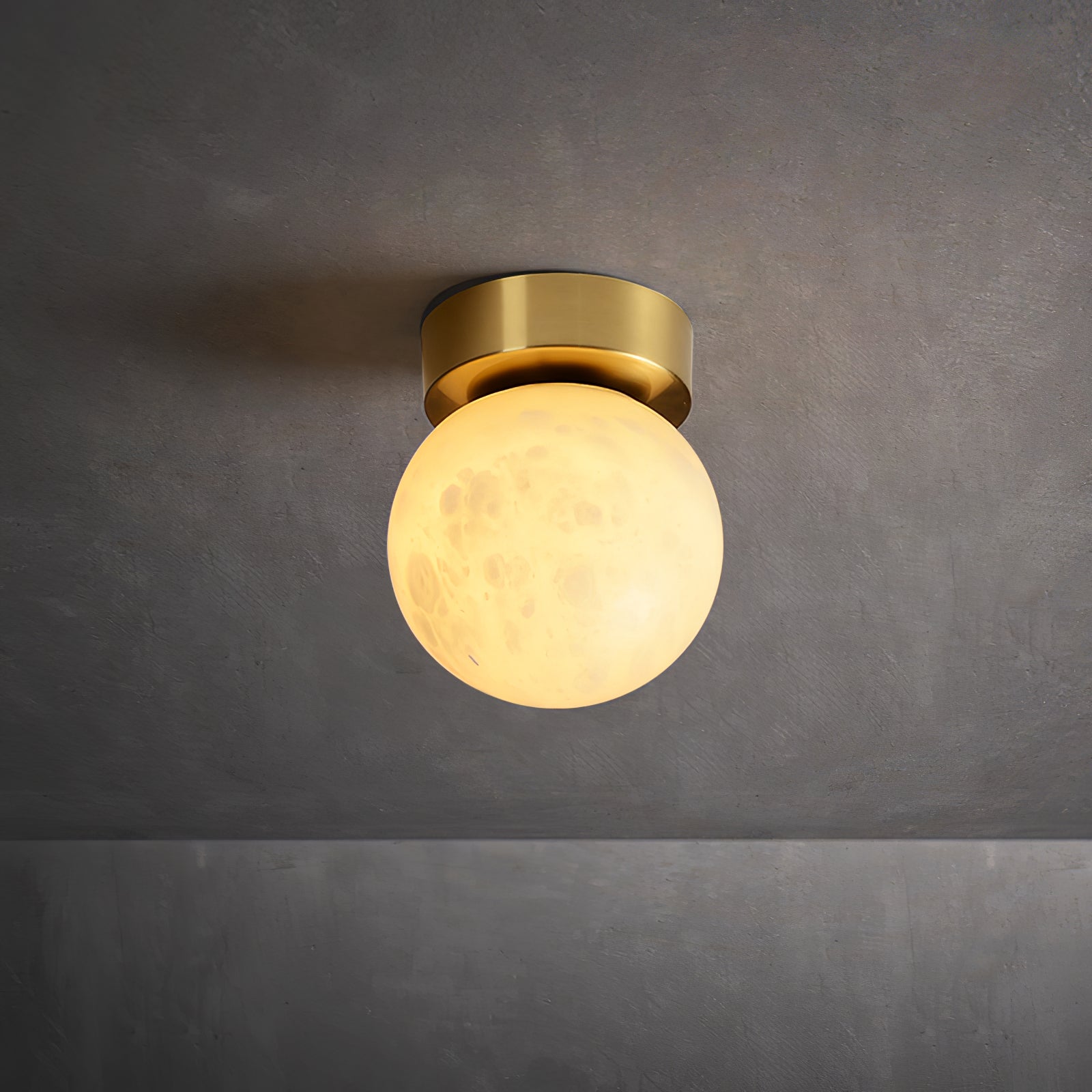 Otheyra Globe Brass Alabaster Ceiling Light - Neutralighting