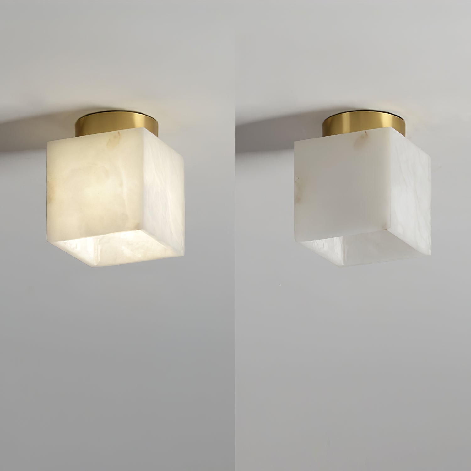 Otheyra Globe Brass Alabaster Ceiling Light - Neutralighting