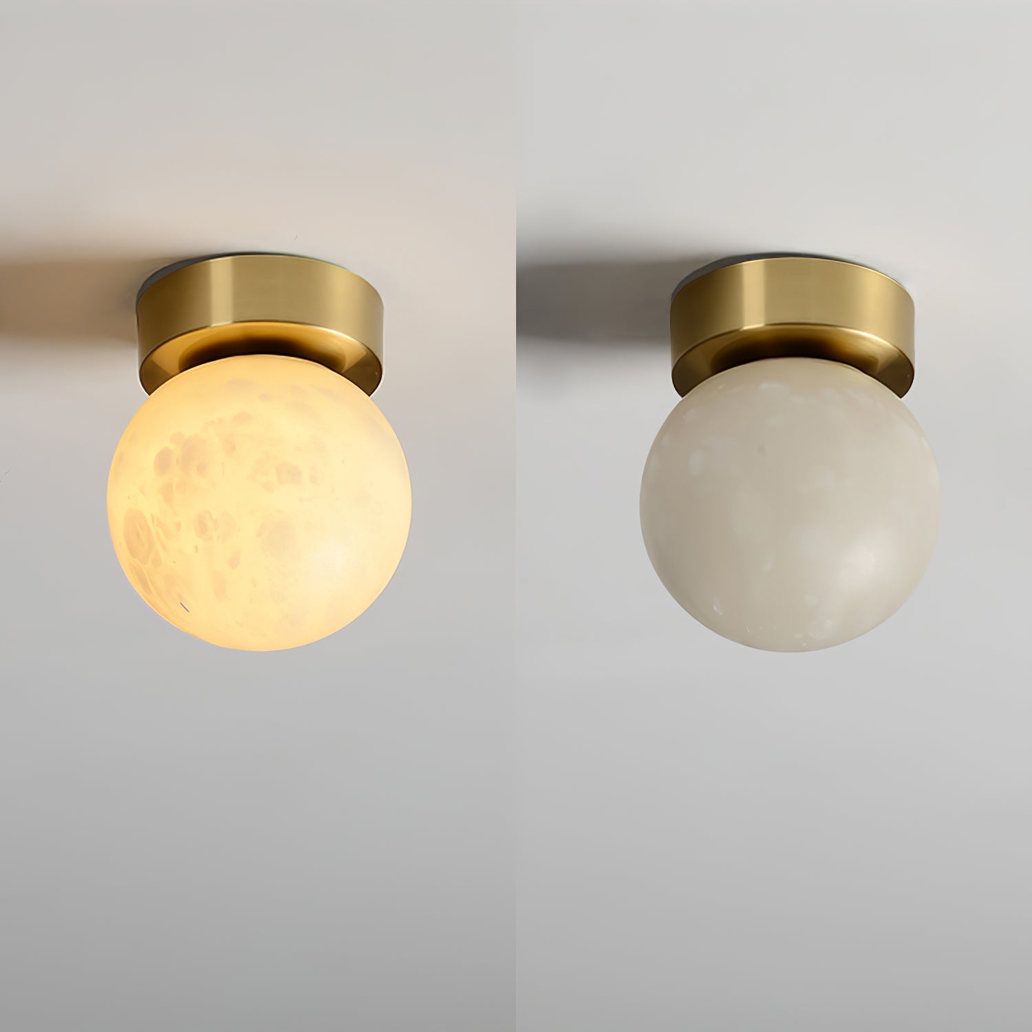 Otheyra Globe Brass Alabaster Ceiling Light - Neutralighting