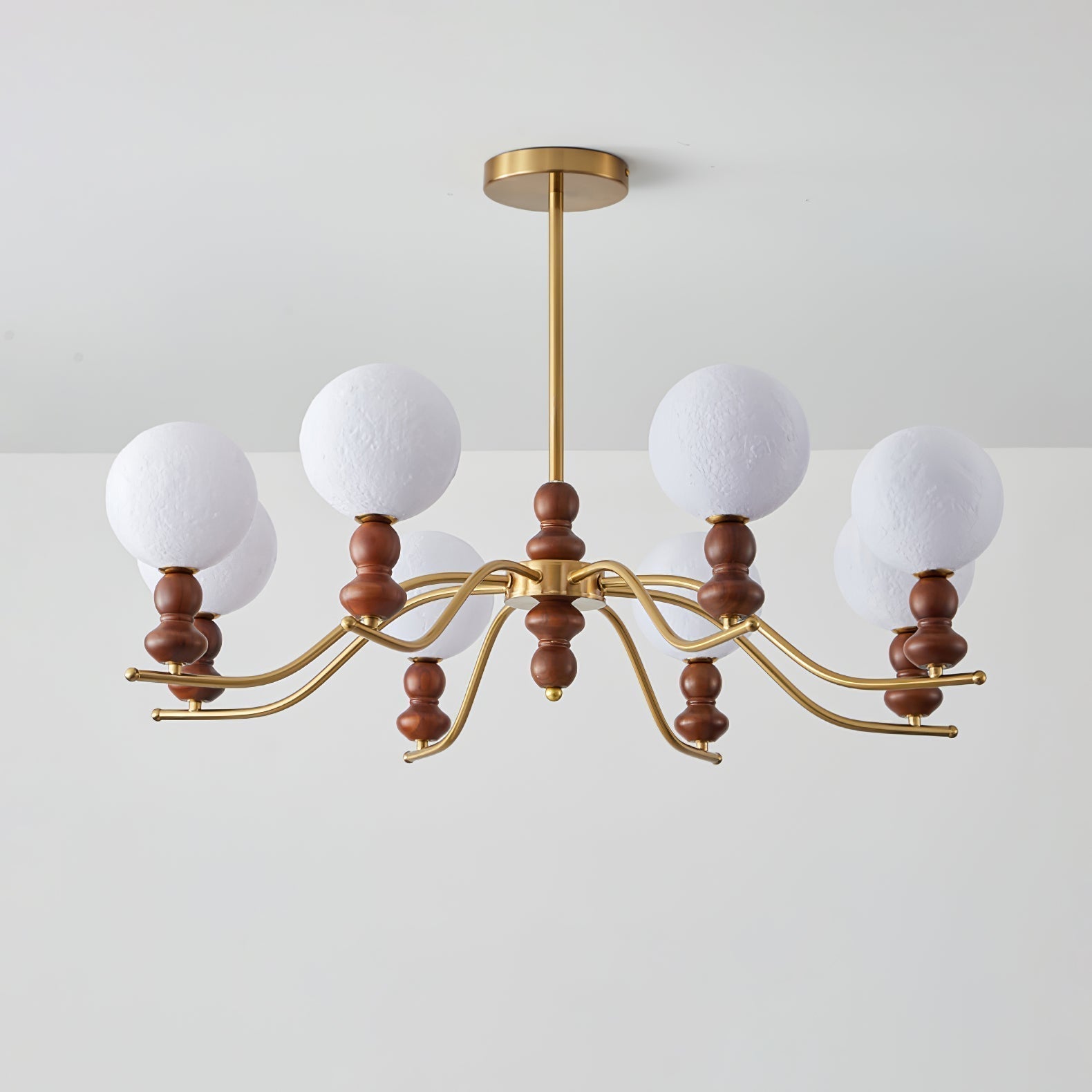 Lustra Kronleuchter Messing Holz Mond Globus Elegant-Letslighting