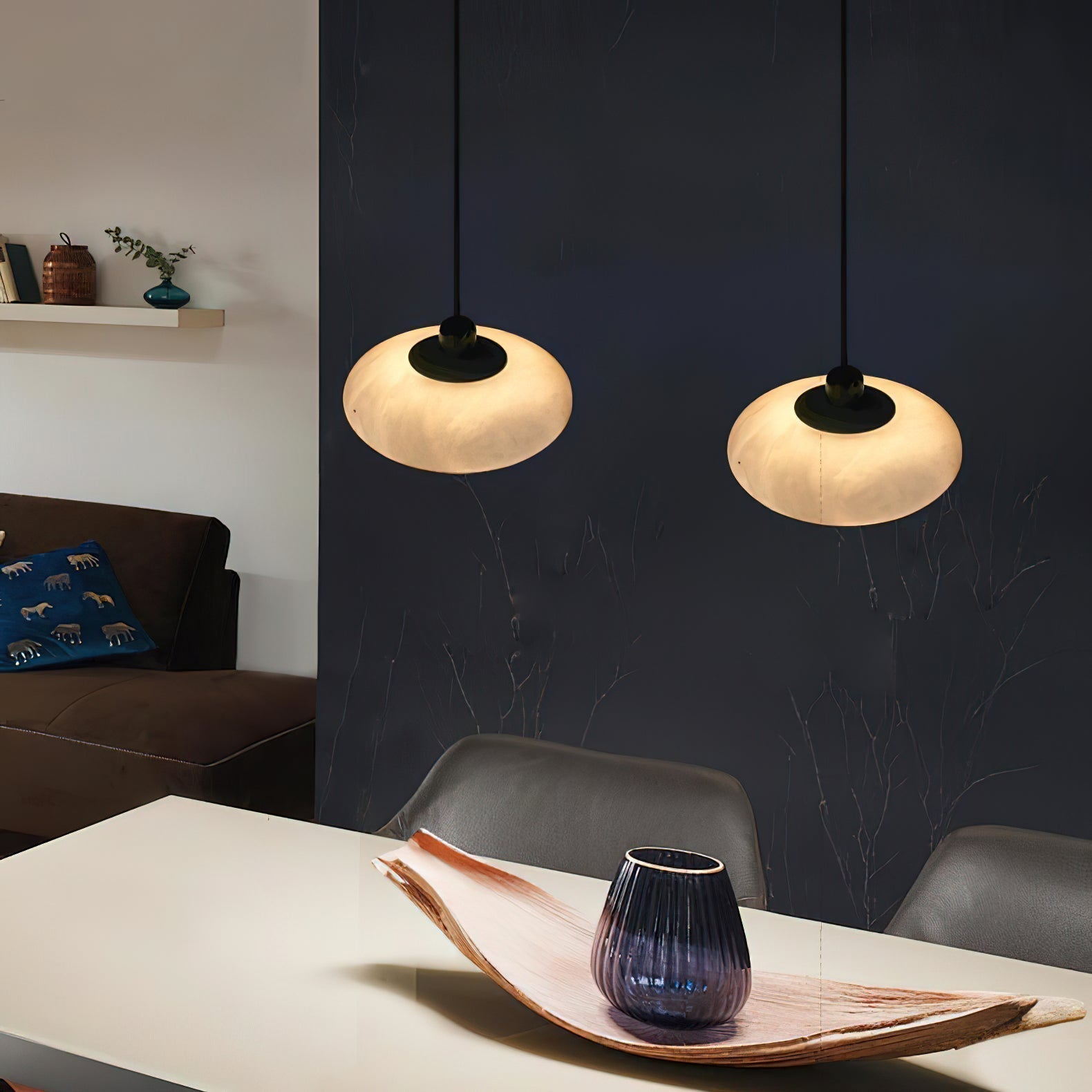 Cuthean Modern Minimalist Brass Alabaster Pendant Lamp - Letslighting