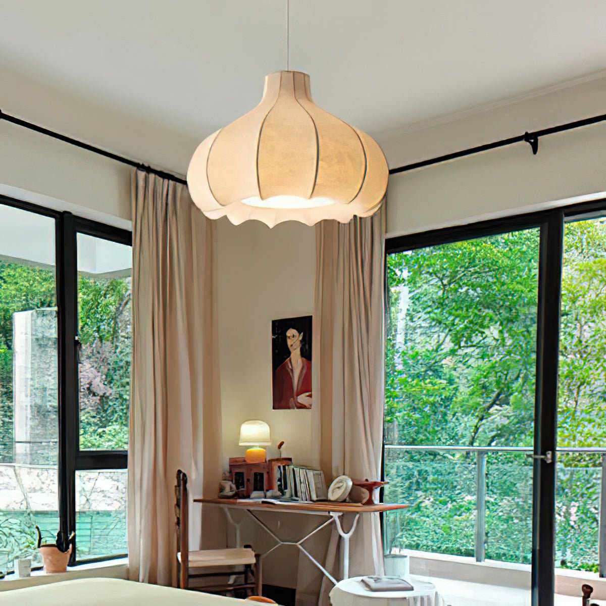 Zinnia Vintage Stoff Pendelleuchte Leuchte-Letslighting