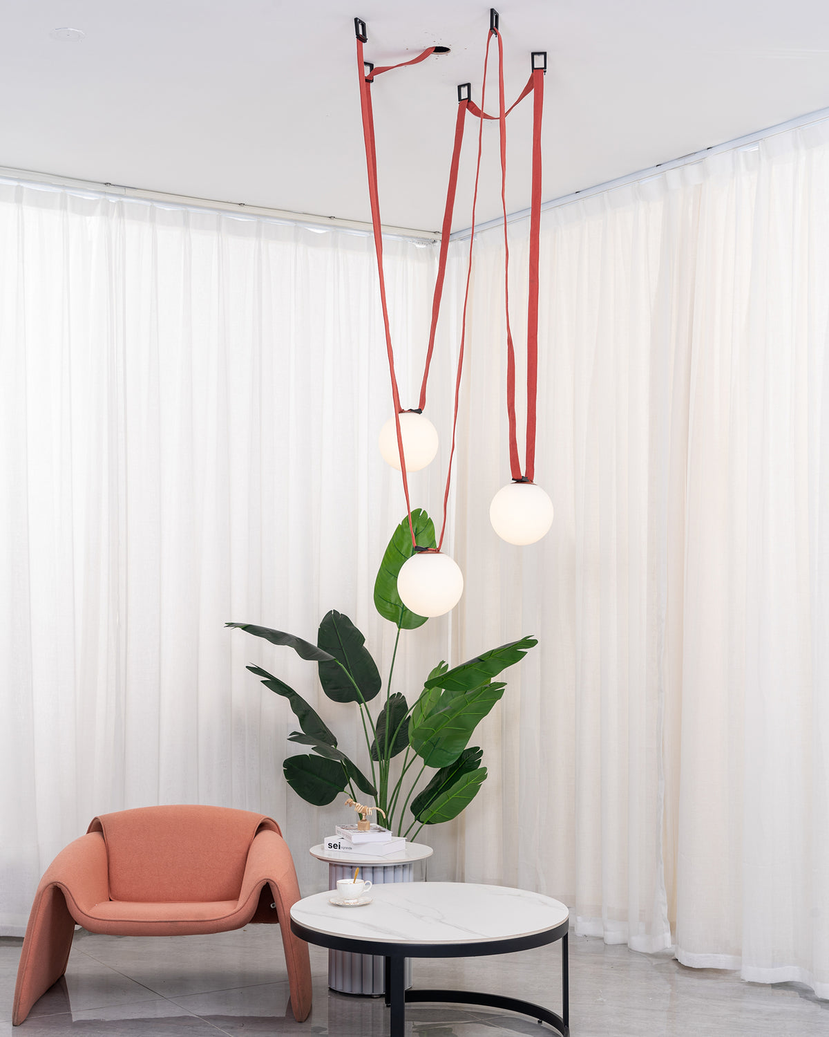 Lustra Pendelleuchte Lederriemen Glas-Letslighting