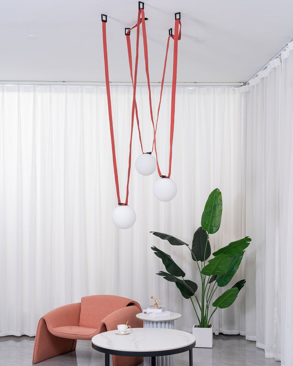Lustra Pendelleuchte Lederriemen Glas-Letslighting