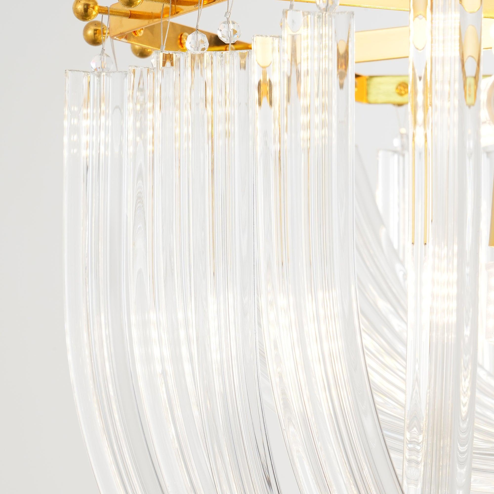 Aurora Chandelier Clear Curved Tiered - Blowlighting