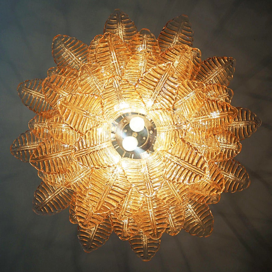 Aurora Chandelier Amber Leaf Glass Layered Venetian Elegance - Neutralighting