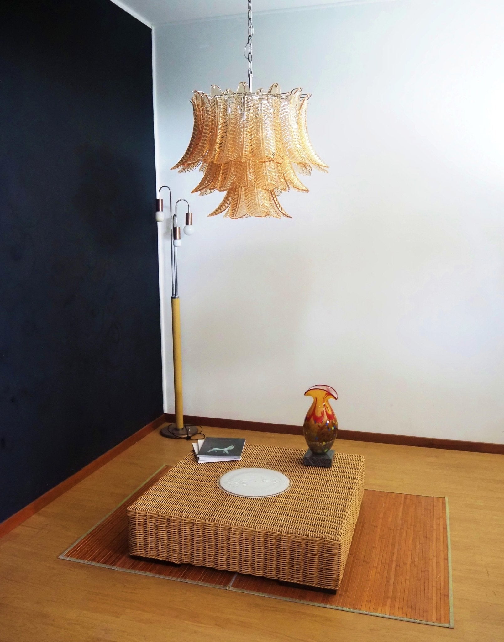 Aurora Chandelier Amber Leaf Glass Layered Venetian Elegance - Neutralighting