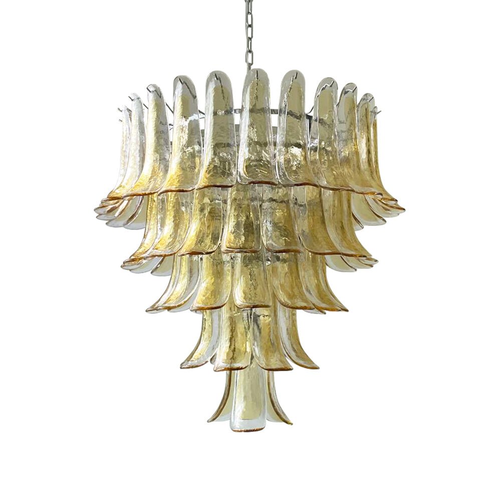 Aurora Chandelier Amber Petals Murano Glass Layered Lotus - Neutralighting