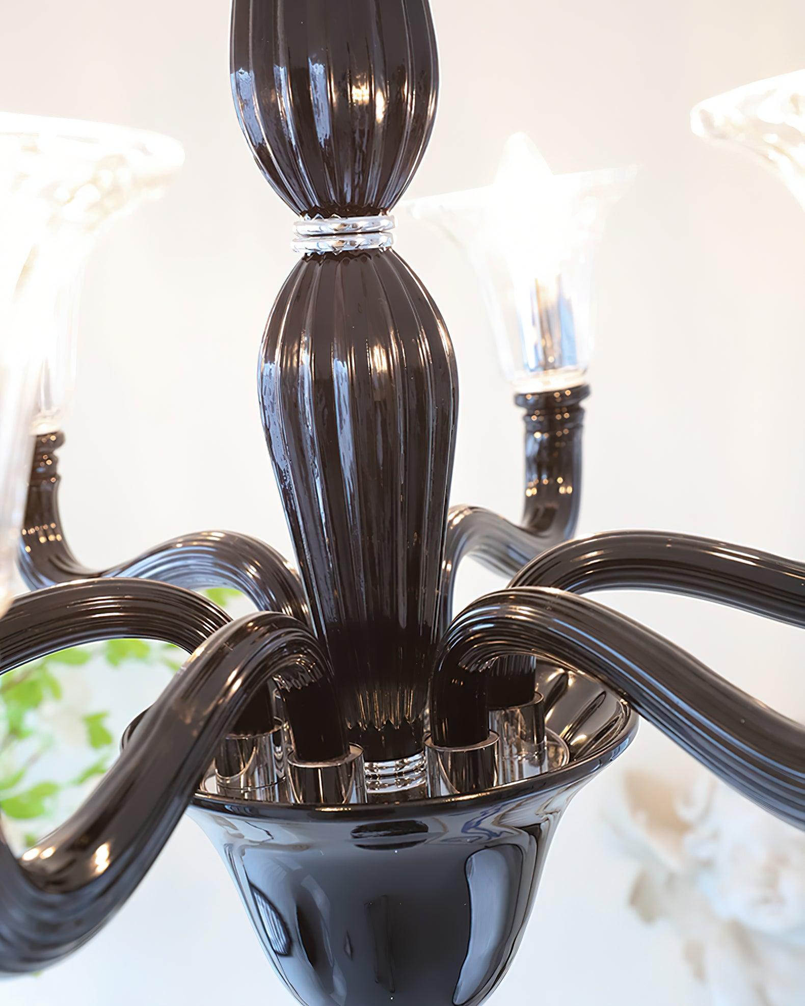 Aurora Chandelier Black Murano Candle Arm Glass Classic - Neutralighting